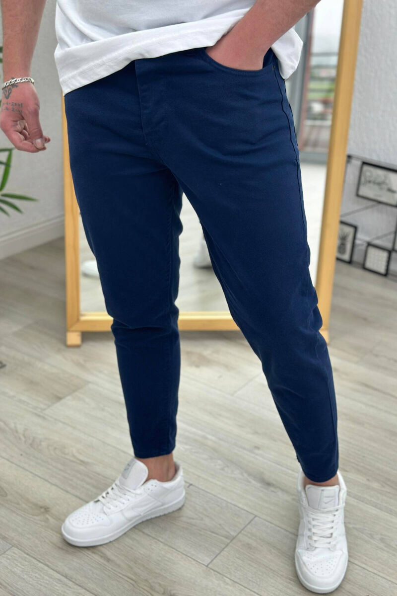SIMPLE MEN JEANS DARK BLUE/BEE - 3