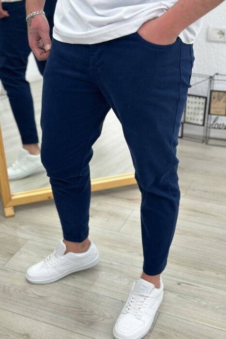 SIMPLE MEN JEANS DARK BLUE/BEE - 4