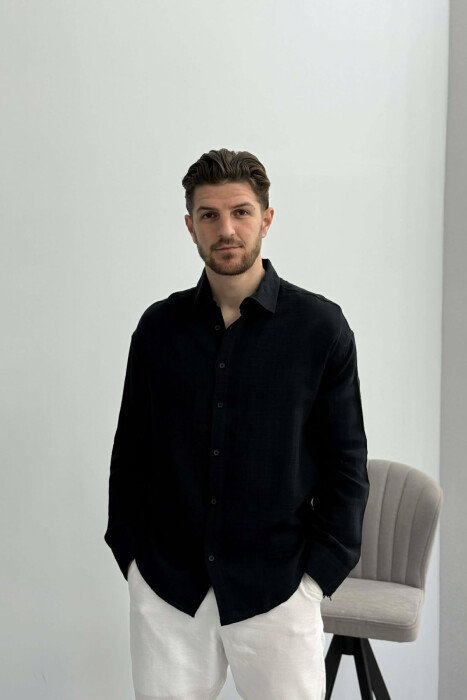 SIMPLE MEN SHIRT BLACK/ E ZEZE - KLAUDIO FASHION