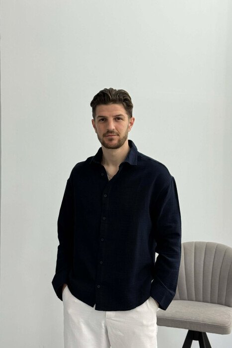 SIMPLE MEN SHIRT BLUE/BLU - KLAUDIO FASHION