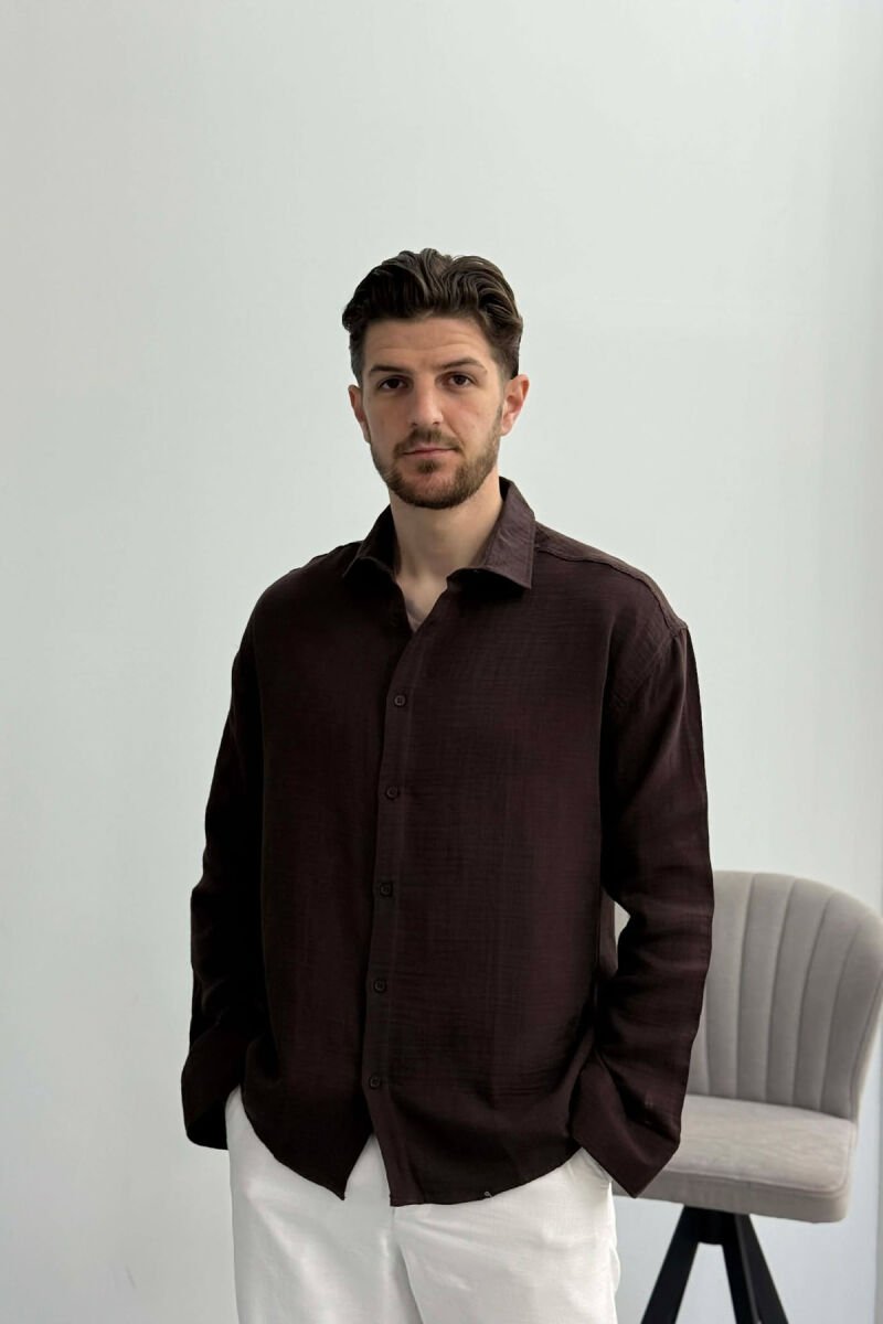 SIMPLE MEN SHIRT DARK BROWN/KAE - 1