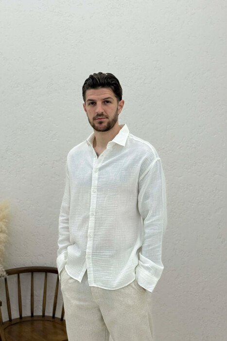 SIMPLE MEN SHIRT WHITE-E BARDHE - KLAUDIO FASHION
