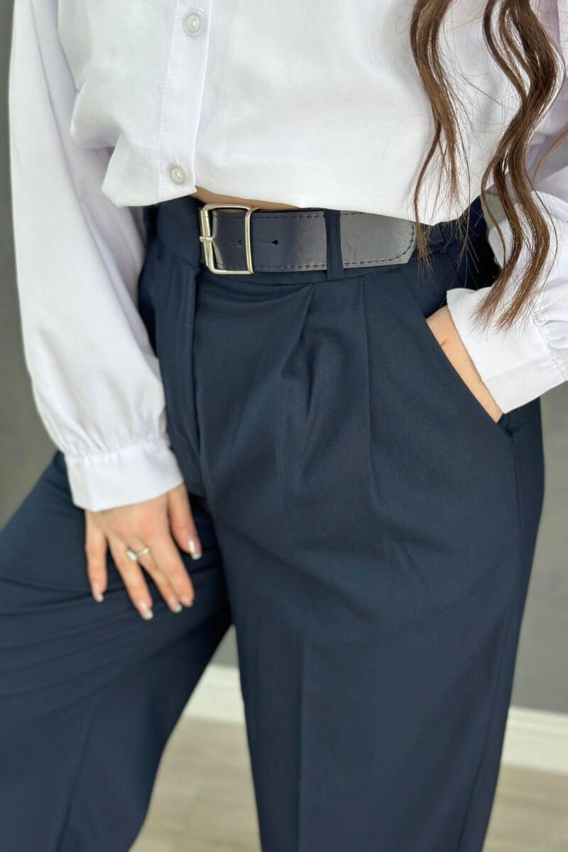 SIMPLE ON COLOR BELT WOMAN TROUSERS BLUE/BLU - 2
