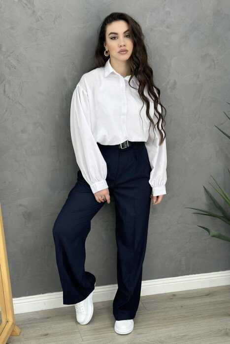 SIMPLE ON COLOR BELT WOMAN TROUSERS BLUE/BLU - 3