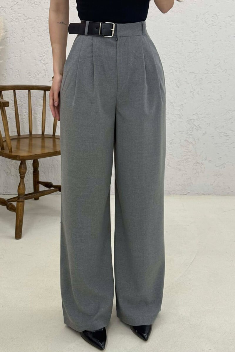 SIMPLE ON COLOR BELT WOMAN TROUSERS GREY/GRI - 3