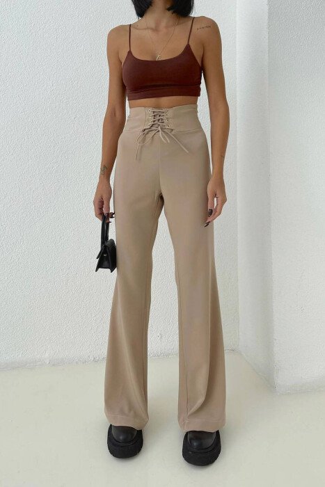 SIMPLE ON COLOR WOMAN TROUSERS BEIGE/BEZHE - KLAUDIO FASHION