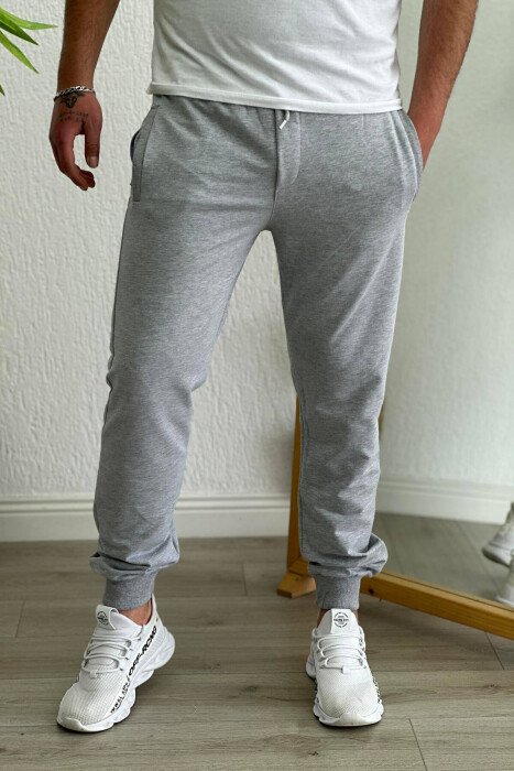 SIMPLE ONE COLOR COTTON MEN SWEATPANTS LIGHT GREY/GZ - KLAUDIO FASHION