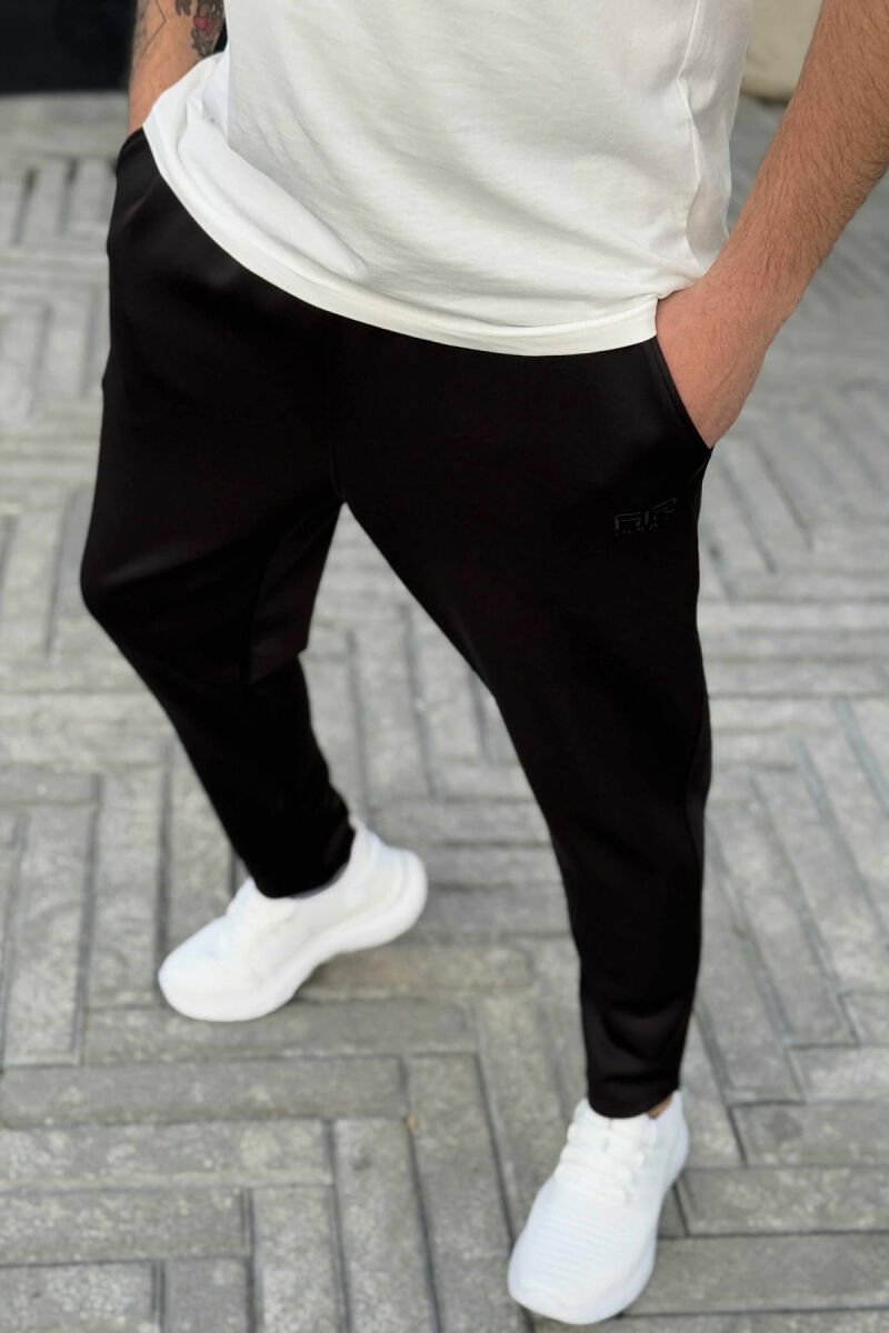 SIMPLE ONE COLOR ELASTIC MEN SWEATPANTS BLACK/ E ZEZE - 4