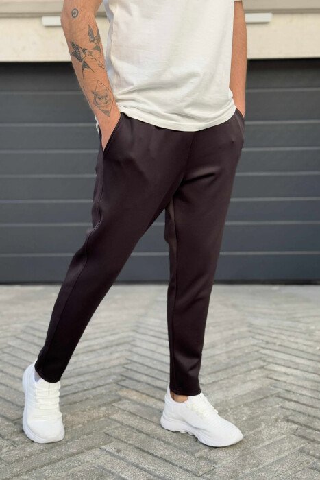 SIMPLE ONE COLOR ELASTIC MEN SWEATPANTS BLACK/ E ZEZE - KLAUDIO FASHION