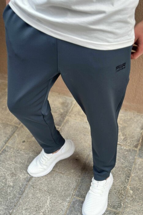SIMPLE ONE COLOR ELASTIC MEN SWEATPANTS BLUE STONE/GK - KLAUDIO FASHION