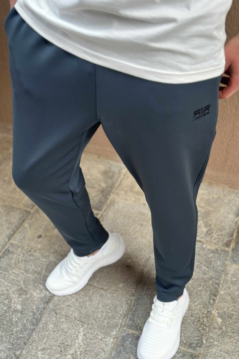 SIMPLE ONE COLOR ELASTIC MEN SWEATPANTS BLUE STONE/GK - 1