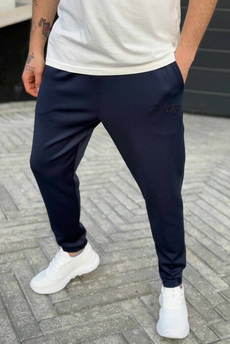 SIMPLE ONE COLOR ELASTIC MEN SWEATPANTS BLUE/BLU - KLAUDIO FASHION