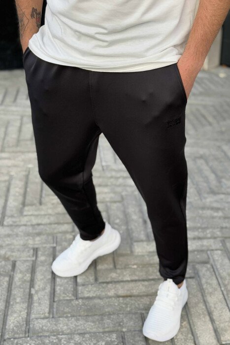 SIMPLE ONE COLOR ELASTIC MEN SWEATPANTS DARK GREY/GEE - KLAUDIO FASHION