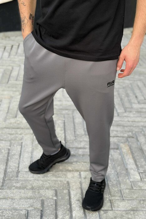 SIMPLE ONE COLOR ELASTIC MEN SWEATPANTS GREY ASH/GRI HIRI - KLAUDIO FASHION