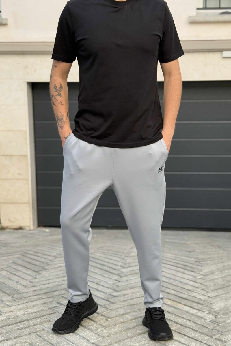 SIMPLE ONE COLOR ELASTIC MEN SWEATPANTS LIGHT GREY/GZ - 2