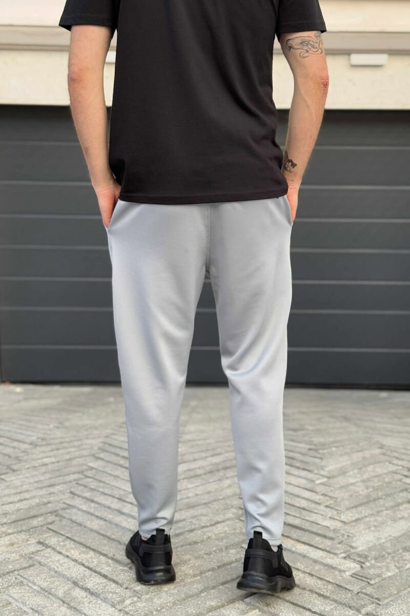 SIMPLE ONE COLOR ELASTIC MEN SWEATPANTS LIGHT GREY/GZ - 3