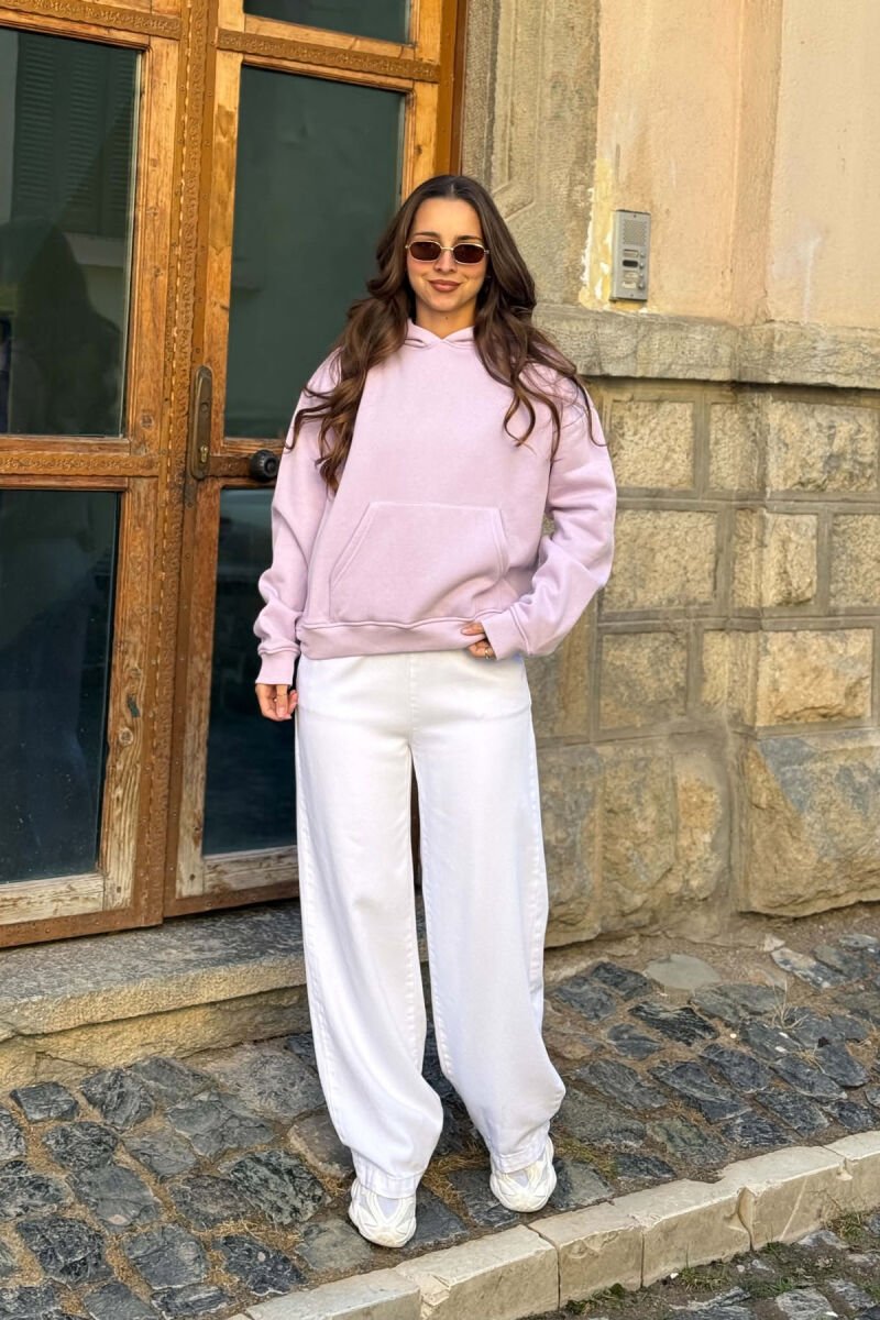 SIMPLE ONE COLOR FLUFFY WOMAN HOODIE PURPLE/LEJLA - 6