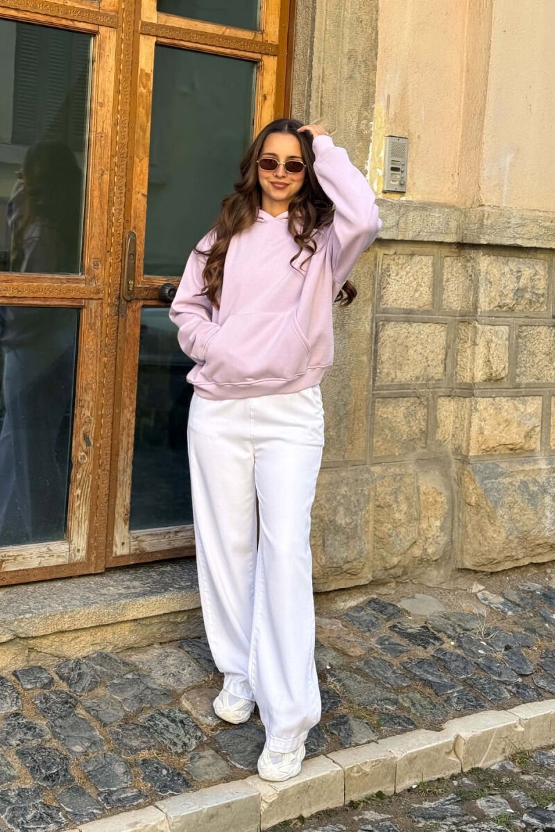 SIMPLE ONE COLOR FLUFFY WOMAN HOODIE PURPLE/LEJLA - 7