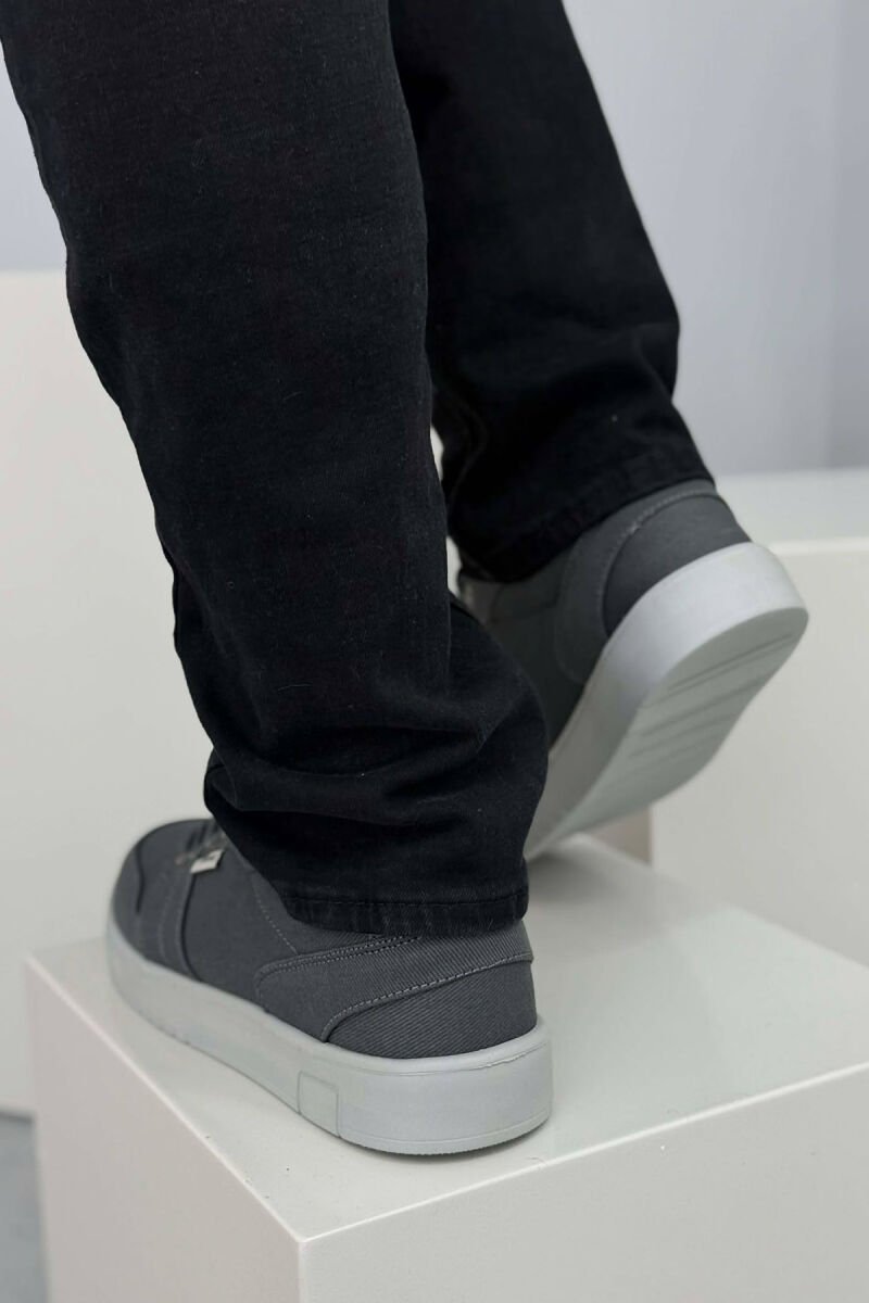 SIMPLE ONE COLOR LACING MEN SNEAKERS DARK GREY/GEE - 3