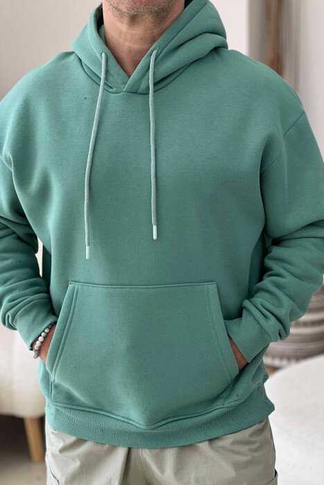 SIMPLE ONE COLOR MAN HODDIE MINT/MENTE - KLAUDIO FASHION