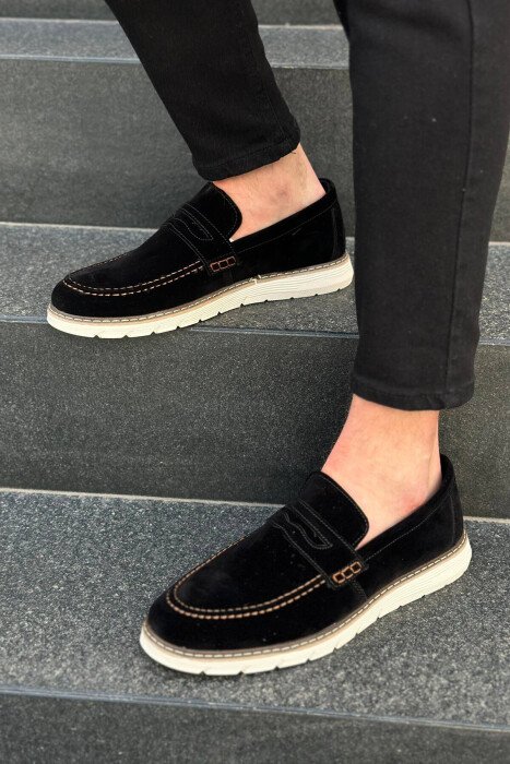SIMPLE ONE COLOR MAN SHOES BALCK+BEIGE ZEBZH - 1
