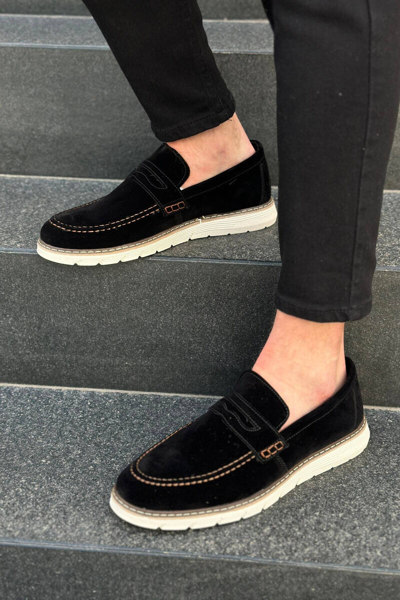 SIMPLE ONE COLOR MAN SHOES BALCK+BEIGE ZEBZH - 1