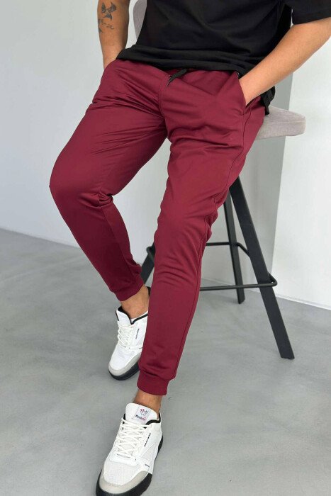 SIMPLE ONE COLOR MAN SWEATPANTS BURGUNDY/VISHNJE - KLAUDIO FASHION