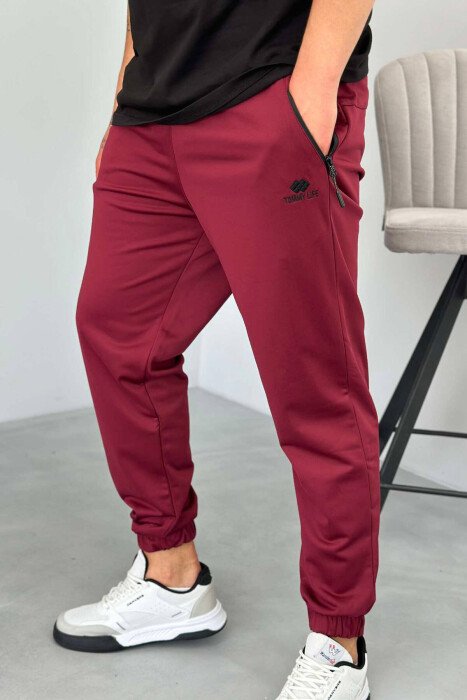 SIMPLE ONE COLOR MAN SWEATPANTS BURGUNDY/VISHNJE - 2