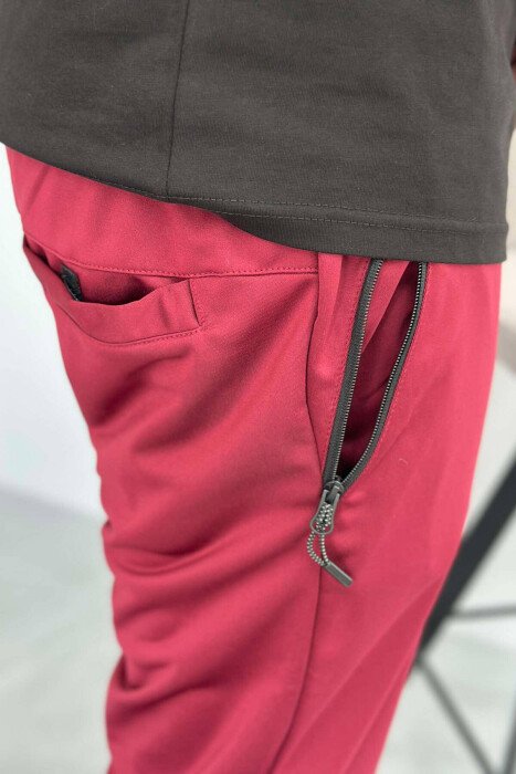SIMPLE ONE COLOR MAN SWEATPANTS BURGUNDY/VISHNJE - 4