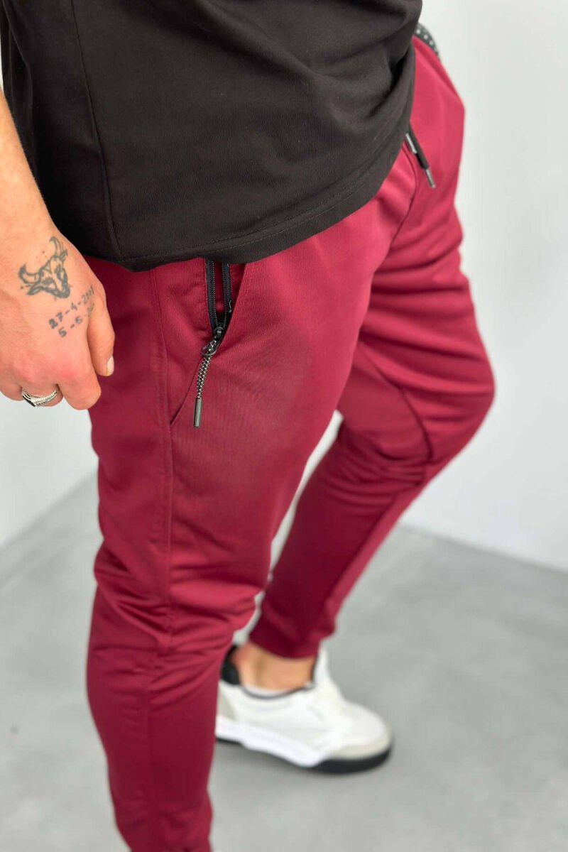 SIMPLE ONE COLOR MAN SWEATPANTS BURGUNDY/VISHNJE - 3