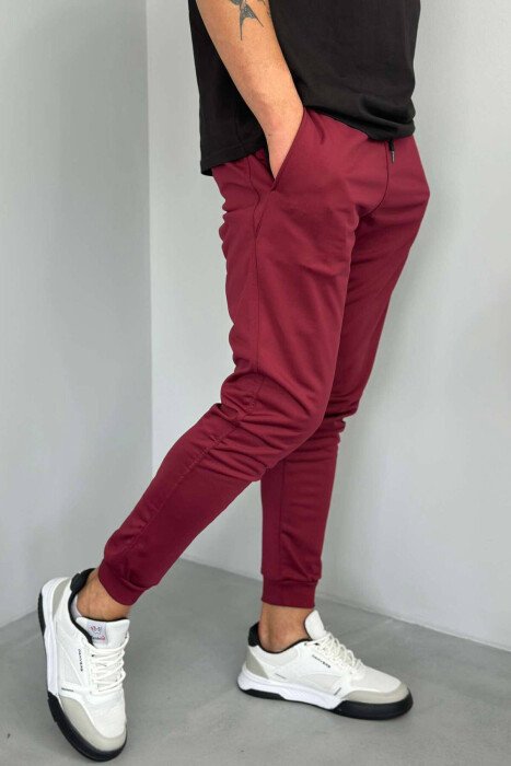 SIMPLE ONE COLOR MAN SWEATPANTS BURGUNDY/VISHNJE - 4