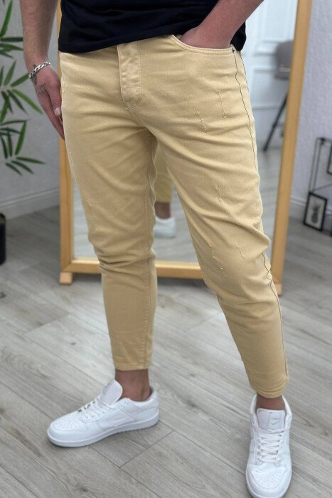 SIMPLE ONE COLOR MEN JEANS BEIGE/BEZHE - 1
