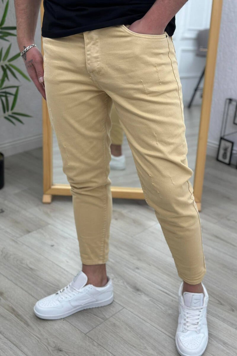 SIMPLE ONE COLOR MEN JEANS BEIGE/BEZHE - 1