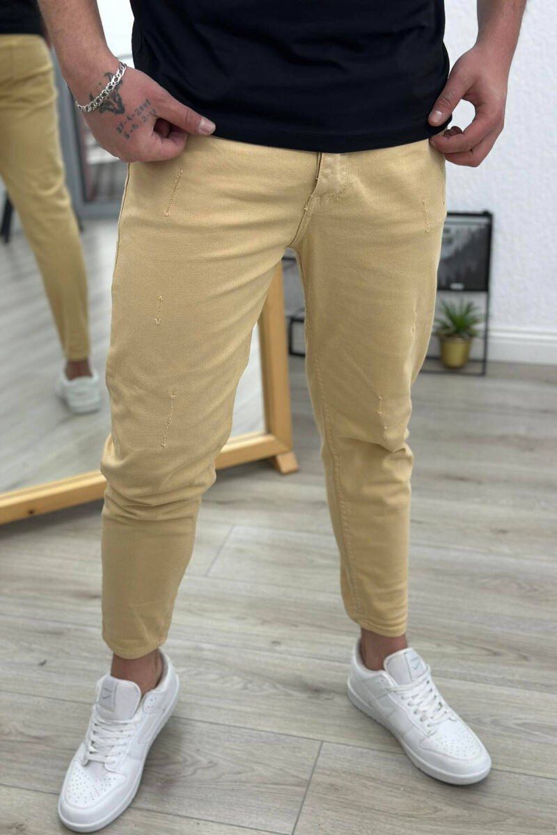 SIMPLE ONE COLOR MEN JEANS BEIGE/BEZHE - 2