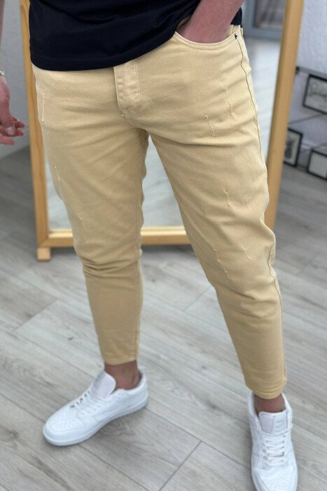 SIMPLE ONE COLOR MEN JEANS BEIGE/BEZHE - 4