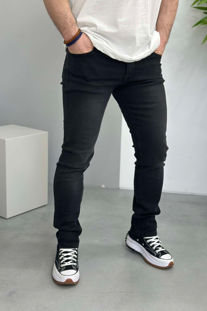 SIMPLE ONE COLOR MEN JEANS BLACK/ E ZEZE - 2