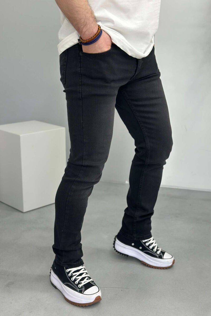 SIMPLE ONE COLOR MEN JEANS BLACK/ E ZEZE - 3