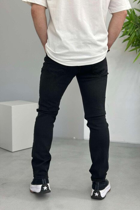 SIMPLE ONE COLOR MEN JEANS BLACK/ E ZEZE - 4