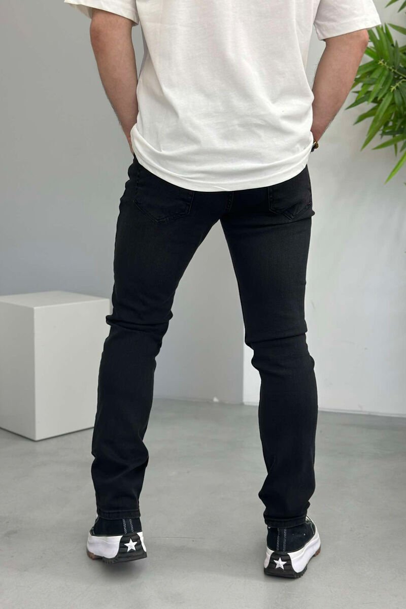 SIMPLE ONE COLOR MEN JEANS BLACK/ E ZEZE - 4