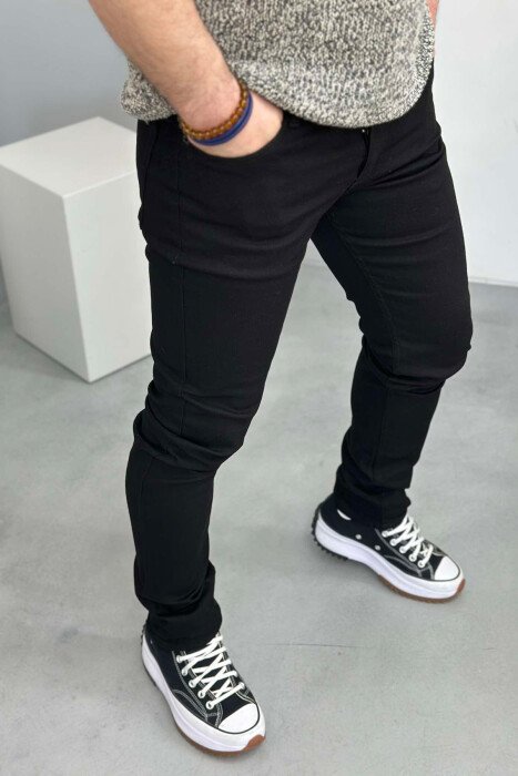 SIMPLE ONE COLOR MEN JEANS BLACK/ E ZEZE - 2
