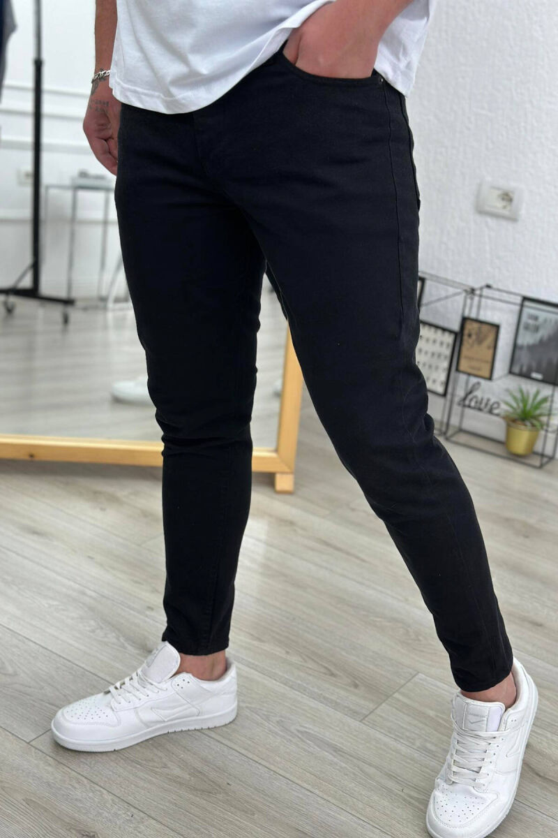 SIMPLE ONE COLOR MEN JEANS BLACK/ E ZEZE - 2