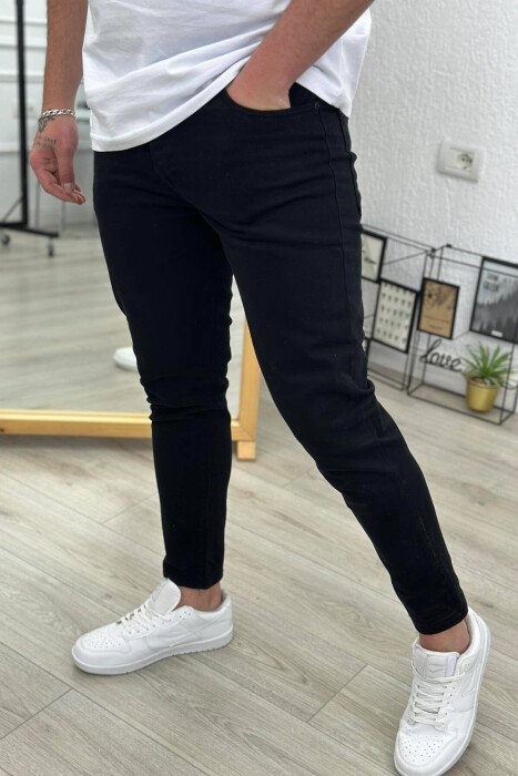 SIMPLE ONE COLOR MEN JEANS BLACK/ E ZEZE - 2