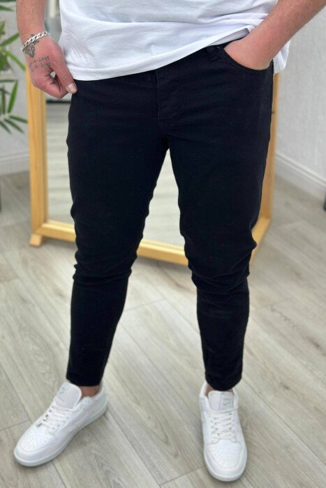 SIMPLE ONE COLOR MEN JEANS BLACK/ E ZEZE - 4