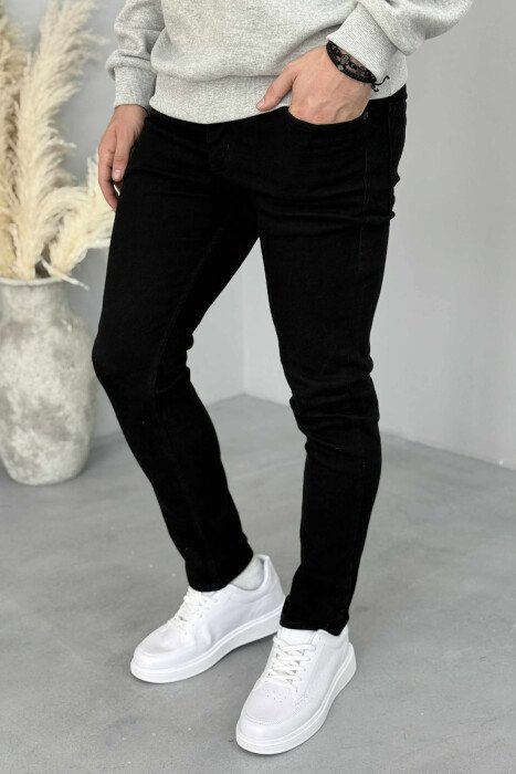 SIMPLE ONE COLOR MEN JEANS BLACK/ E ZEZE - KLAUDIO FASHION