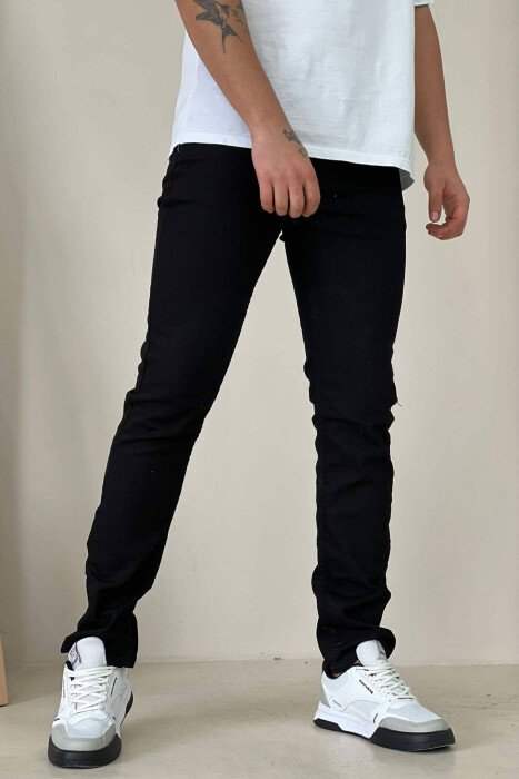 SIMPLE ONE COLOR MEN JEANS BLACK/ E ZEZE - KLAUDIO FASHION