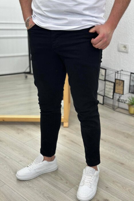 SIMPLE ONE COLOR MEN JEANS BLACK/ E ZEZE - KLAUDIO FASHION