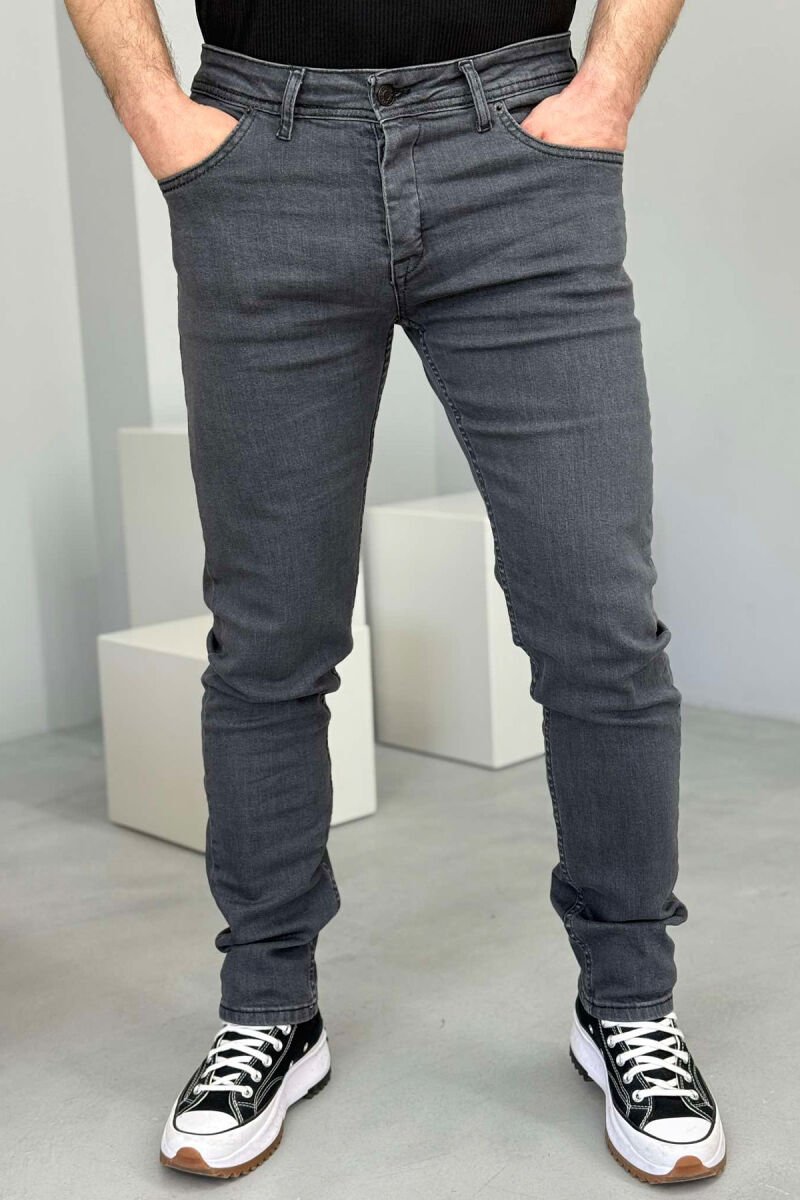 SIMPLE ONE COLOR MEN JEANS GREY/GRI - 1