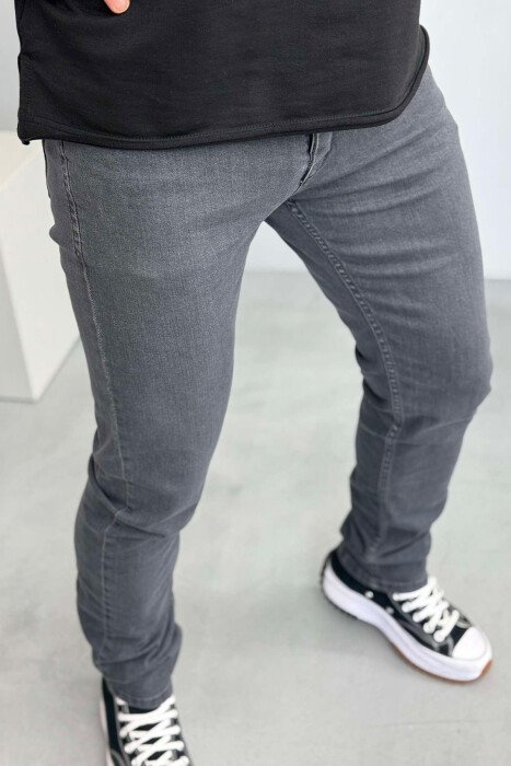 SIMPLE ONE COLOR MEN JEANS GREY/GRI - 2