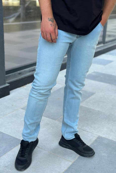 SIMPLE ONE COLOR MEN JEANS LIGHTBLUE/BZ - KLAUDIO FASHION