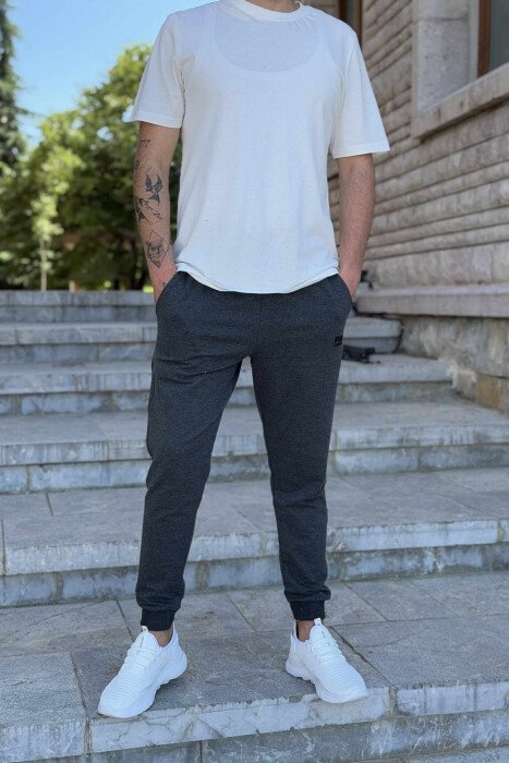SIMPLE ONE COLOR MEN JOGGERS DARK GREY/GEE - 2